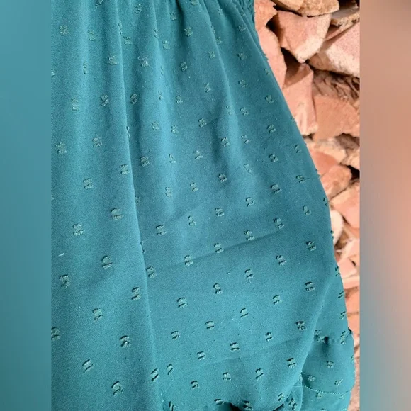 Y2K Women’s Large Prairie Puff Short Sleeve Teal Flowy Dress WhimsyGoth Babydoll - Picture 5 of 8